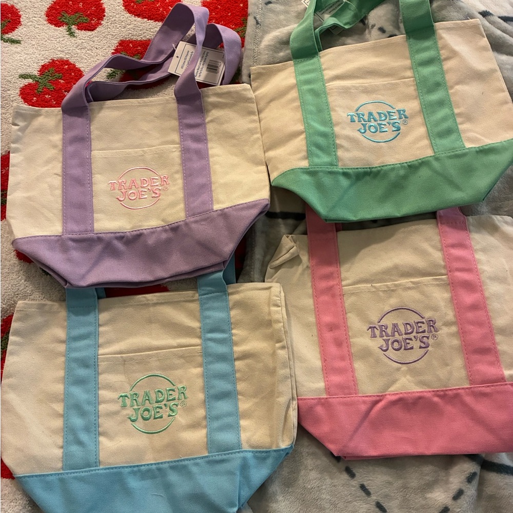 Trader Joe's Canvas Tote Bag Set - Pastel Collection